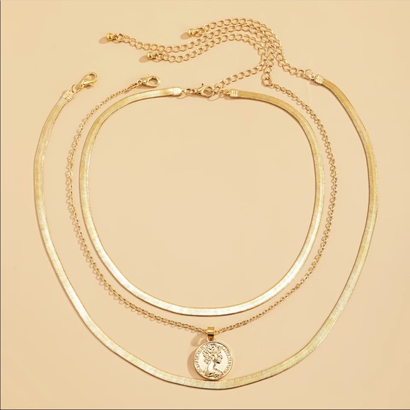 NEW 18K GOLD MULTILAYERED CHAIN NECKLACE - Picture 4 of 6